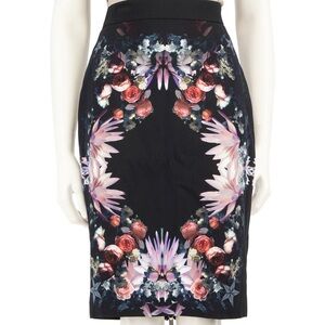 Givenchy Black Floral Pencil Skirt